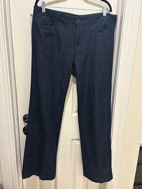 Banana Republic Dark Navy Wide-Leg Jeans - trouser jeans